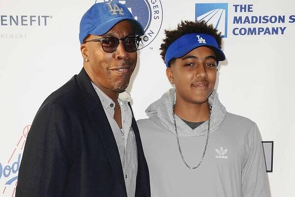 Arsenio Hall and son Arsenio Hall Jr. attend the Los Angeles Dodgers Foundation Blue Diamond gal on July 28, 2016 in Los Angeles, California. 