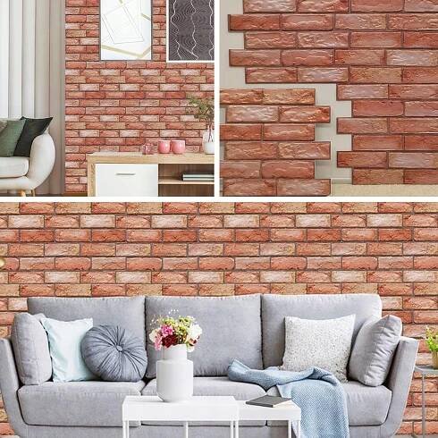 SAMOLEPICÍ TAPETA NA ZEĎ CIHLA 3D NÁSTĚNNÉ PANELY RETRO x10 Šířka výrobku 30 cm