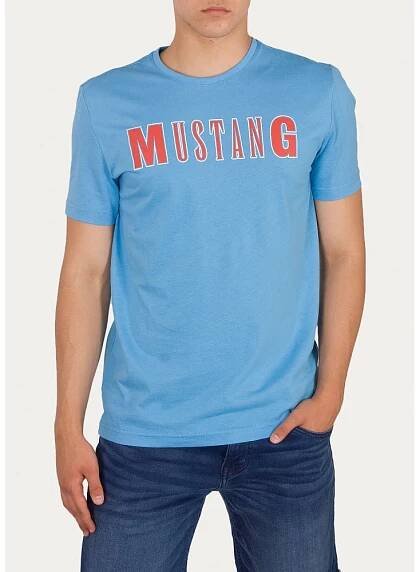 Fotografie Mustang pánské triko 1009516-5094 Alex Logo Tee Blue - botyobleceni.cz