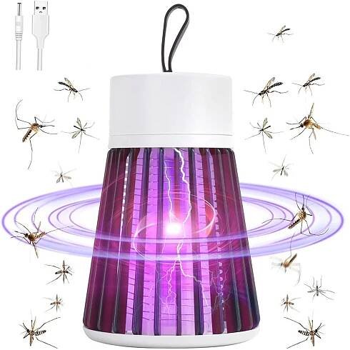 Přenosná USB lampa na komáry 360° elektrický šok Nízká spotřeba Nabíjecí past proti hmyzu Vnitřní venkovní použití Zahrada Kemp Stan