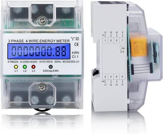 Elektroměr BOSYTRO 3-fázový elektroměr DIN lišta 230 400V 5-100A (576)