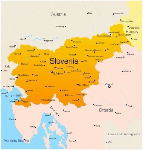 Schématická mapa Slovinska