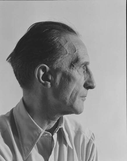Portrait of artist Marcel Duchamp, 1952.