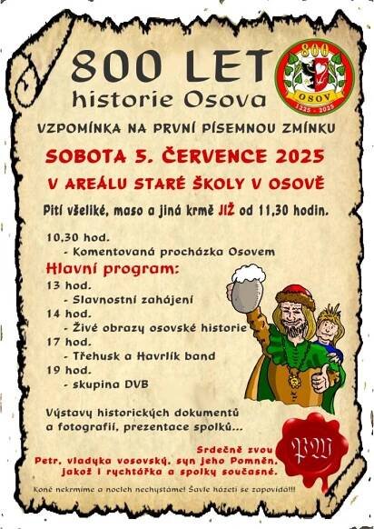 Ostatní akce - 800 LET HISTORIE OSOVA - LEPORELO AKCÍ mikroregionu Hořovicko