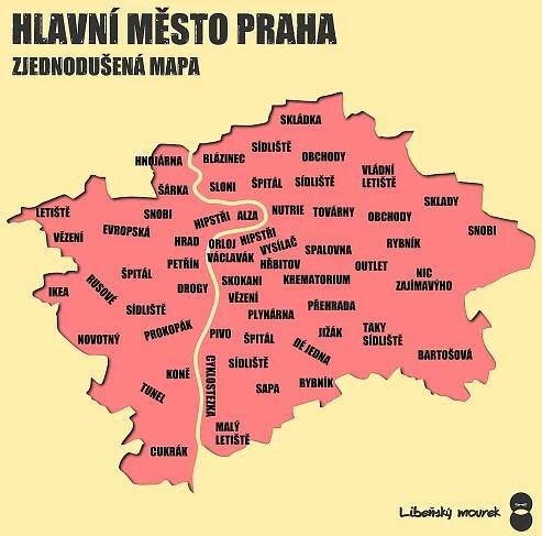 Mapa s přejmenovanými částmi metropole.