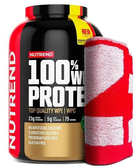 Nutrend 100% Whey Protein banán + jahoda dárková sada 2250 g + ručník