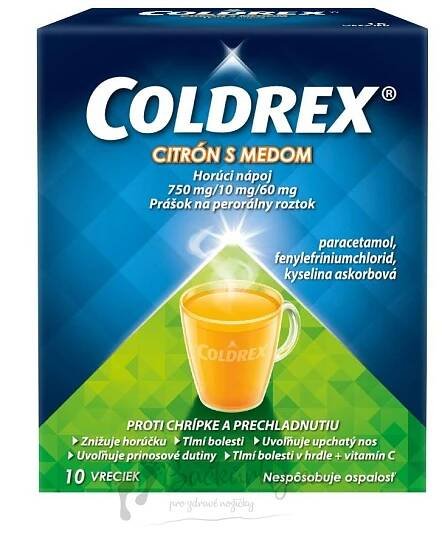 Coldrex Horký nápoj Citron s medem plo por 5 g (pytl.papír/PE/Al/PE) 1x10 ks - Bačkůrky.eu