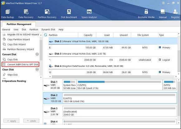 initialize your disk to GPT or MBR