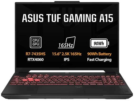 ASUS TUF Gaming A15/FA507NVR-LP148W/R7-7435HS/15,6"/FHD/16GB/1TB SSD/RTX 4060/W11H/Gray/2R