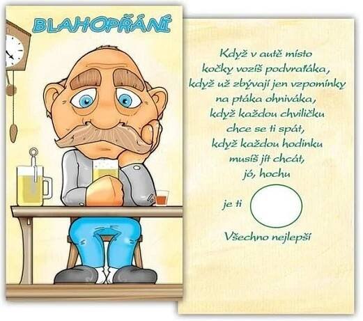 Vtipné narozeninové přání pro muže | Birthday cards, Quiet book, Cards
