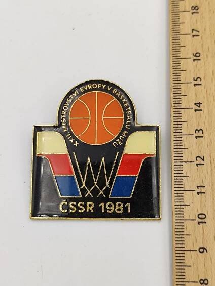 odznak • XXII. Mistrovství Evropy v basketbalu mužů • ČSSR • 1981 - Odznaky, nášivky a medaile