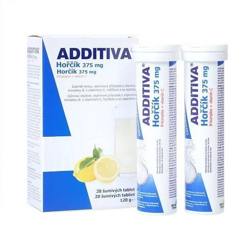Additiva Horčík 375 mg + B-komplex + vitamín C 2x10 šumivých tablet