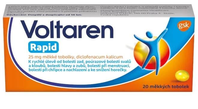 VOLTAREN Rapid 25 mg měkké tobolky proti bolesti 20 ks