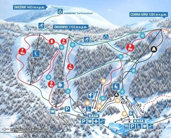 Ski areál Czarna Góra - informace a mapa