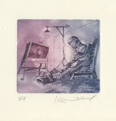 Karel Demel, exlibris JK, komb.technika