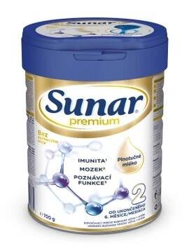 Sunar Premium 2, pokračovací kojenecké mléko od uk. 6. měsíce