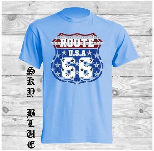 Levné bavlněné pánské tričko s potiskem Americká Route 66