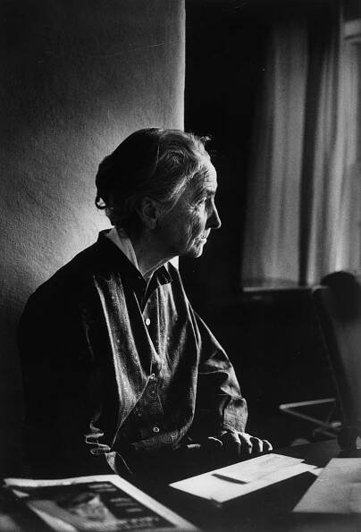 Georgia O'Keeffe in her studio at Abiquiu.