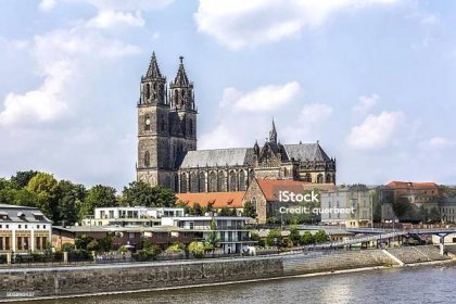 Katedrála v Magdeburgu - Bez autorských poplatků Magdeburg Stock fotka