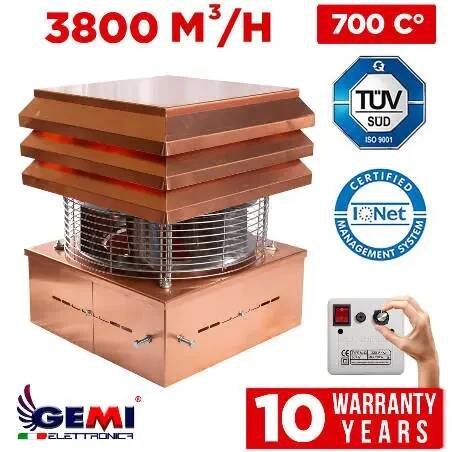 Komínový ventilátor měď Střešní Radiální NA TAH KOMÍNA pro odtah spalin komínové hlavice Krb Termální kamna Dřevo trouba Grilová