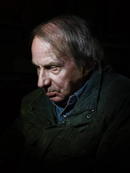 A portrait of Michel Houellebecq.