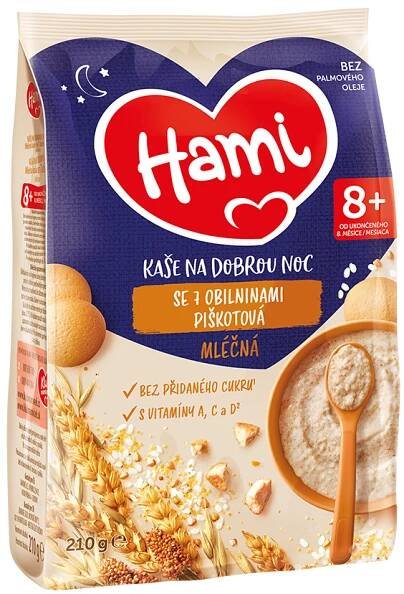 Hami Mléčná rýžová kaše na dobrou noc s piškotem 210 g
