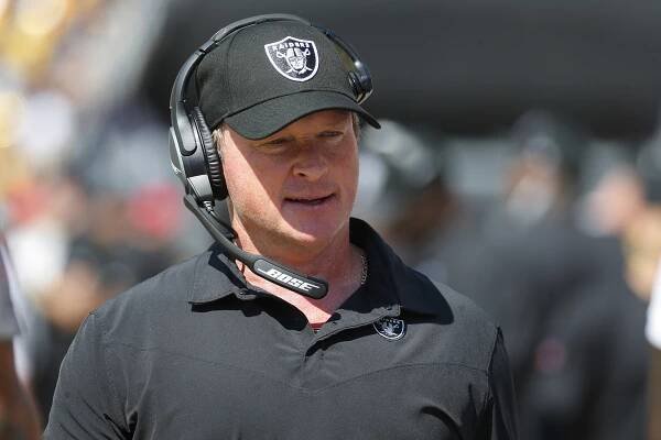Jon Gruden during the Raiders' game against the Steelers