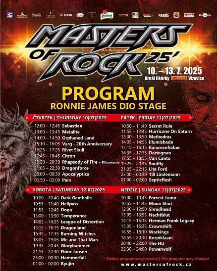 Program Masters of Rock 2025 je tady! Lístky za super cenu seženete na Sparkshopu | Spark Rock Magazine