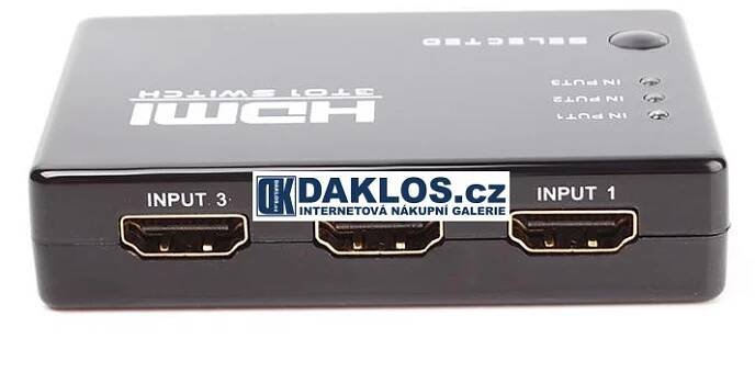 HDMI slučovač / přepínač s dálkovým ovladačem - 3 porty - HDTV - 1080p s externím přijímačem