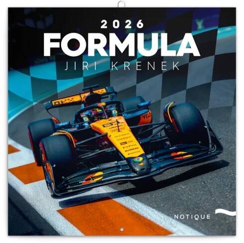 Nástěnný poznámkový kalendář 2026 NOTIQUE - Formule – Jiří Křenek, 30 x 30 cm