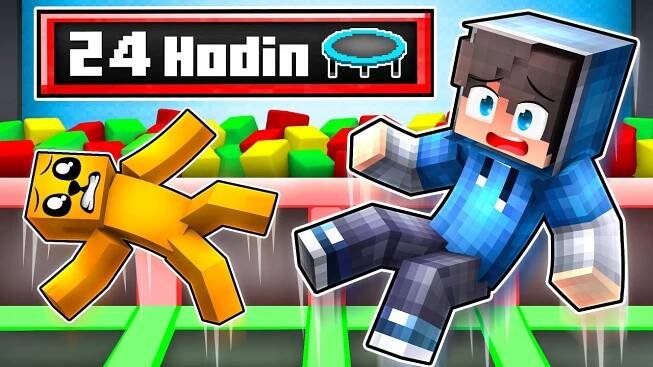 Zůstali jsme 24 HODIN PŘES NOC na TRAMPOLÍNĚ v Minecraftu!
