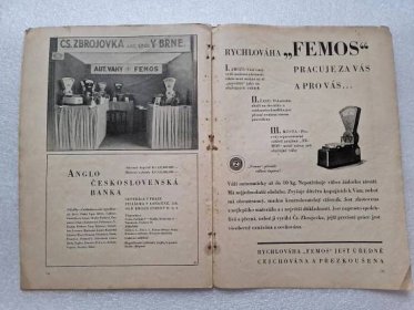 Starý neúplný časopis - reklama váha Femos Zbrojovka Brno 30léta - Starožitnosti a umění