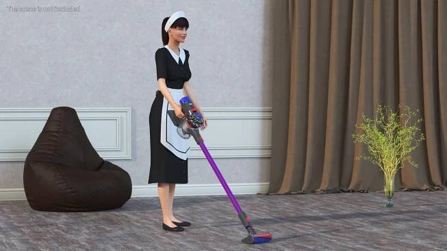 Housekeeping Maid with Handheld Vacuum Cleaner(1) 3D model