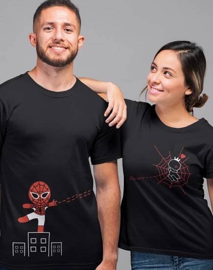 Párová trička s marvel hrdinou Spider Manem. Trička pro zamilované.