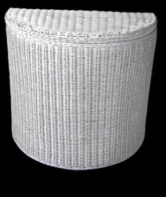 Ratanový prádelní koš půlkulatý - bílý ratan