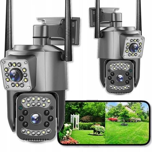 DVOJITÁ VENKOVNÍ WIFI KAMERA 4MPX OTOČNÁ BEZDRÁTOVÁ QUADHD DETEKCE