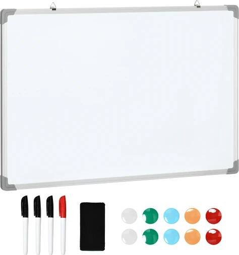 Suchoběžná magnetická tabule Homcom s magnety a popisovači 90x60 cm