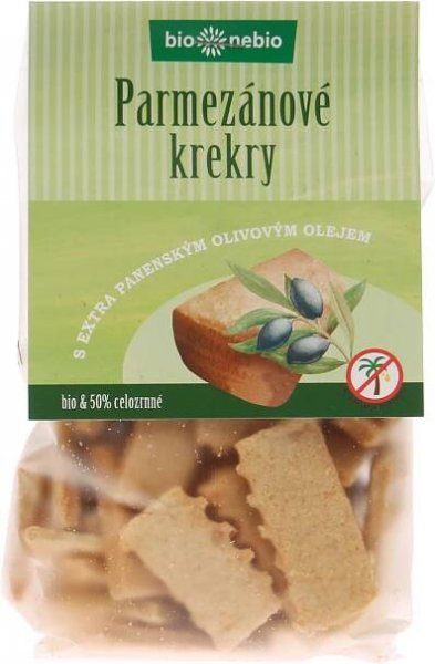 Slané pochoutky: Bio parmezánové krekry s olivovým olejem bio*nebio 130 g