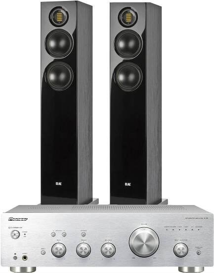 Reproduktory ELAC FS 147 + zesilovač Pioneer A-30 stříbrný