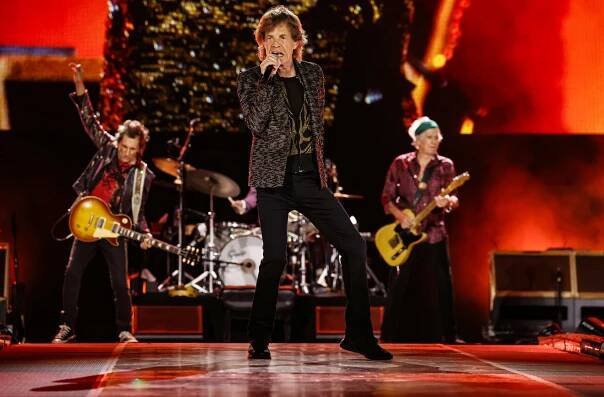Ronnie Wood, Mick Jagger and Keith Richards at MetLife Stadium.
