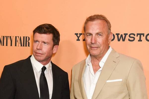 Taylor Sheridan and Kevin Costner in 2018