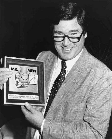 Roger Hargreaves receives an award from Thurman Publishing Ltd to commemorate the 30 millionth sale of a Mr. Men book, at the Inn on the Park Hotel, Park Lane, London, 8th April 1981.