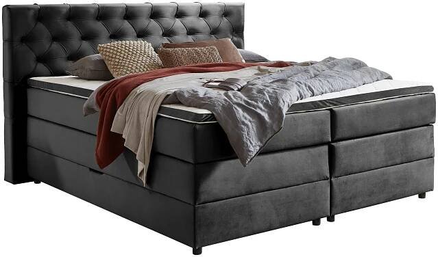 POSTEL BOXSPRING, 160/200 cm, antracitová - černá/antracitová, Moderní, textil/plast (160/200cm) - MID.YOU