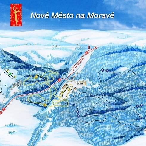 SKI SNOWPARK na Harusově kopci u Nového Města na Moravě.