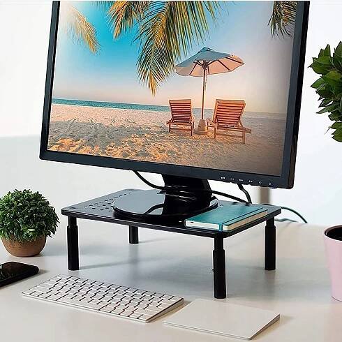 Podstavec pod monitor notebook MULING černý + šuplík Výška nábytku 14 cm