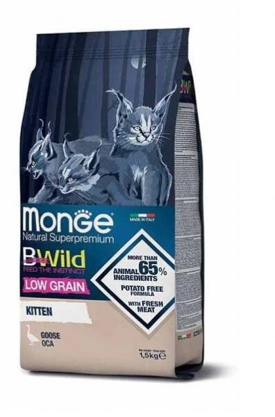 MONGE BWild Cat Kitten Husa 1,5 kg granule pro koťata