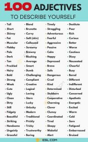 the top 100 adjective words to describe yourself