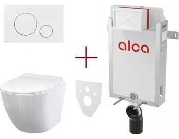 Klozet Alcadrain Renovmodul - sada pro závěsné WC AM115/1000 + klozet Solid a sedátko Slim softclose + ovládací tlačítko M670, bílá