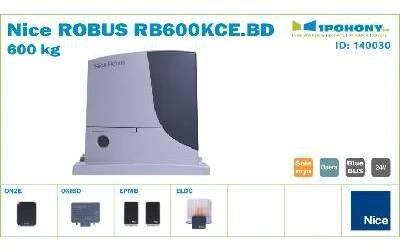 Nice RB600KCE.BD kompletní sada ROBUSKIT600 pohon posuvné brány Nice Robus 600 kg jen za 12 490 Kč Z kategorie Pohony Nice pro posuvné brány do 600 Kg hmotnosti brány na 1Pohony.cz
