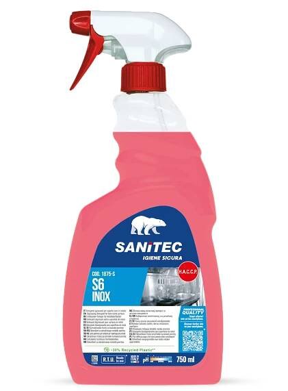 SANITEC S6 INOX odmašťovací čistič na nerez, měď, hliník a mosaz, 750 ml - Papir.cz - potřeby pro restaurace, hotely, kavárny